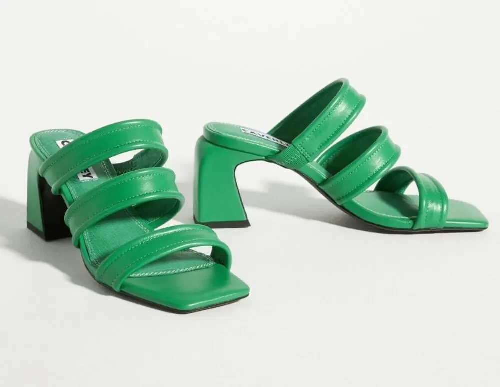 Caverley Katie Mule Heels Bright Green Leather size 38 US size 7-7.5